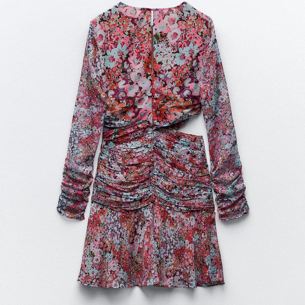 ZARA FLORAL PRINT MINI DRESS - SIZE XS - BRAND NEW WITH TAG